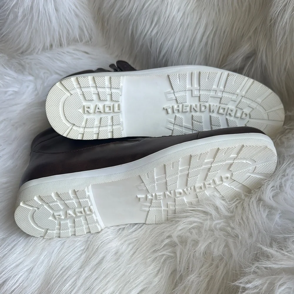 Men’s Brown Crocodile Embossed Leather Look Ankle Boots with Side Zippers Sz 12 - Picture 6 of 6